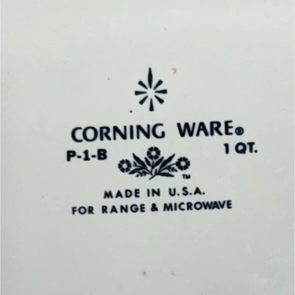 Vtg CorningWare 1Qt Casserole Dish + Lid Cornflower USA '60s - Picture 5 of 8